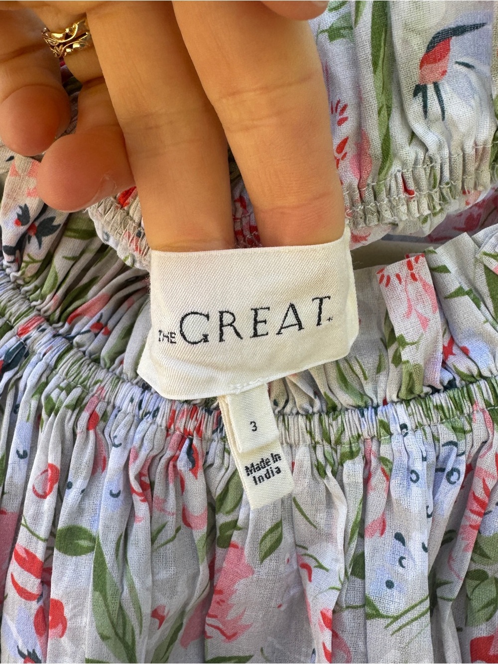 The Great | Printed Drop Shoulder Blouse Prim Top Floral sz L